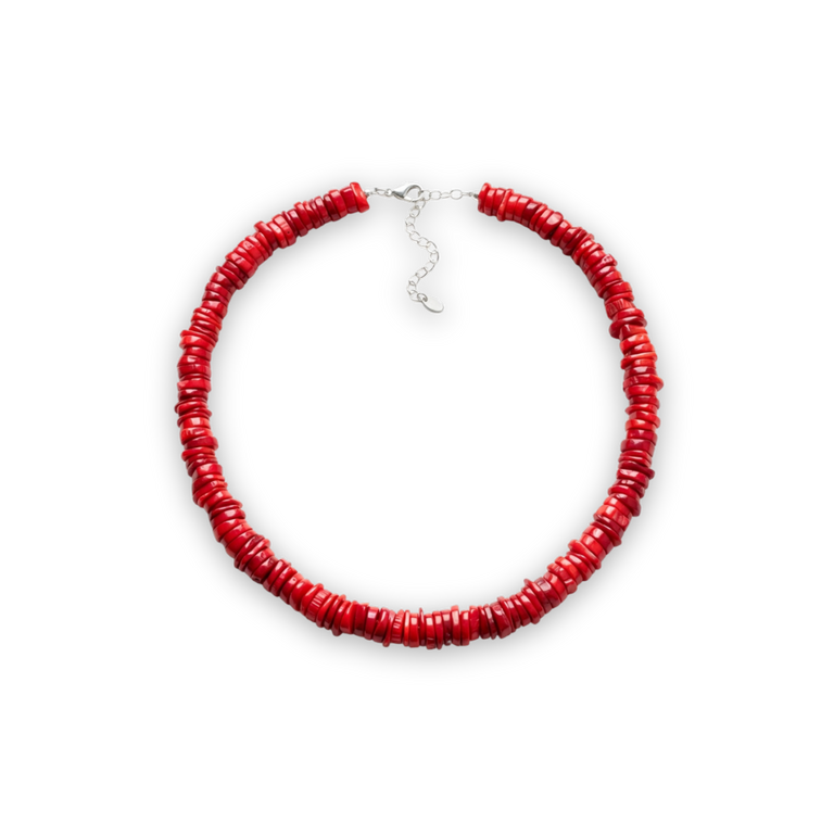 Red Noble Coral Statement Necklace