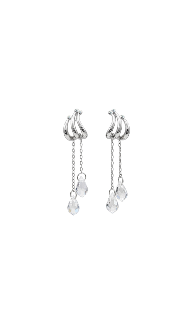 Waterfall Teardrop Crystal Silver Earrings