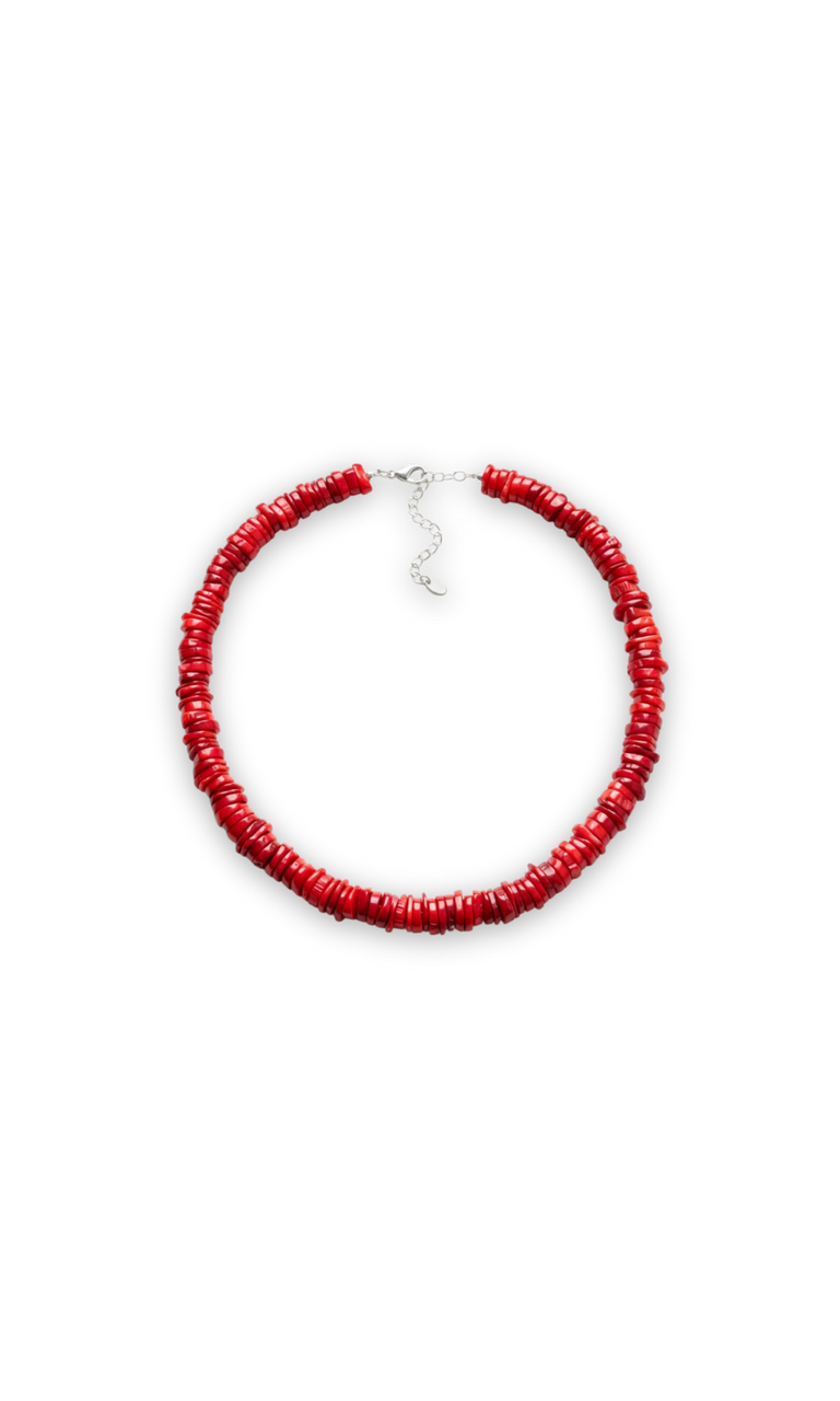 Red Noble Coral Statement Necklace