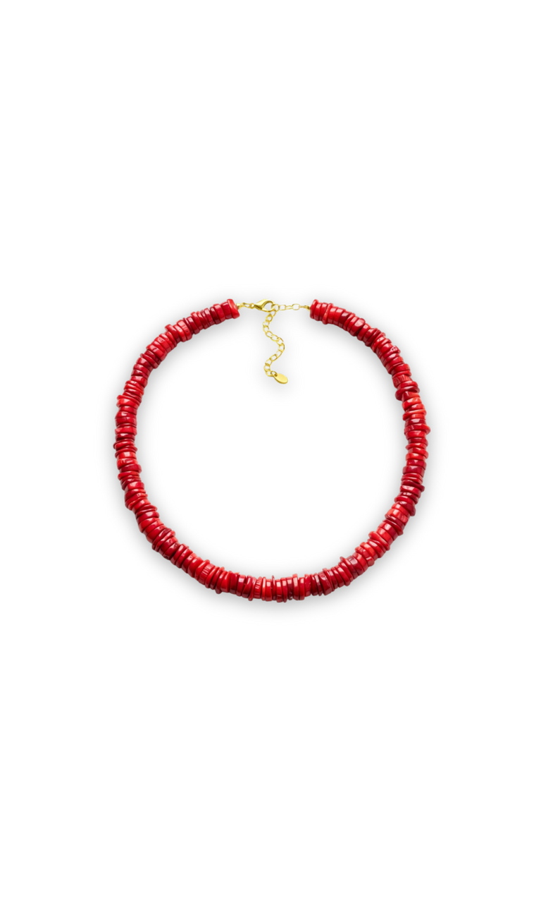 Red Noble Coral Statement Necklace