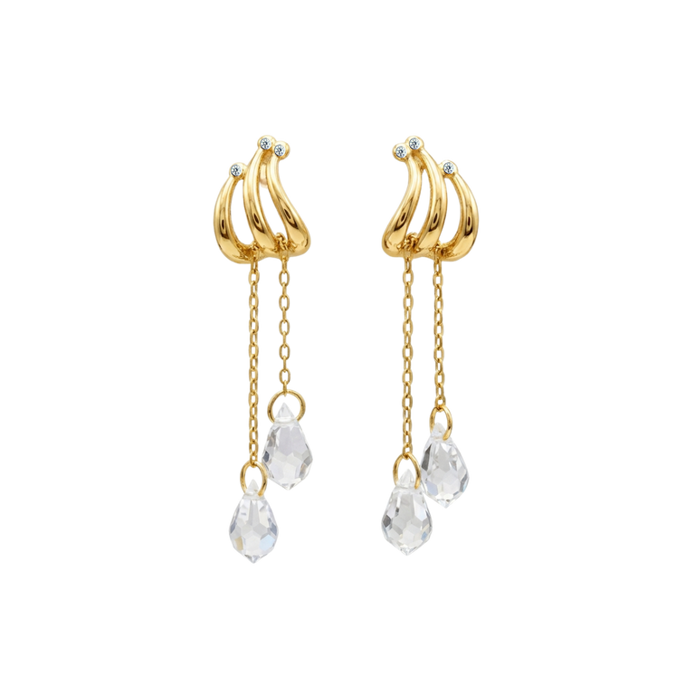 Waterfall Teardrop Crystal Silver Earrings