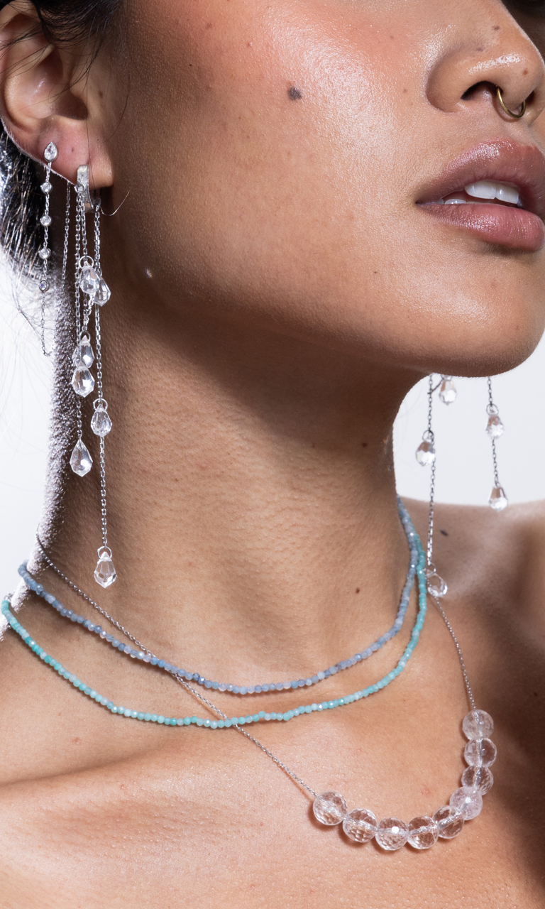 Waterfall Teardrop Crystal Huggie Earrings