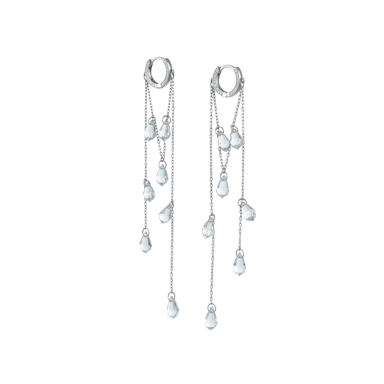 Waterfall Teardrop Crystal Huggie Earrings
