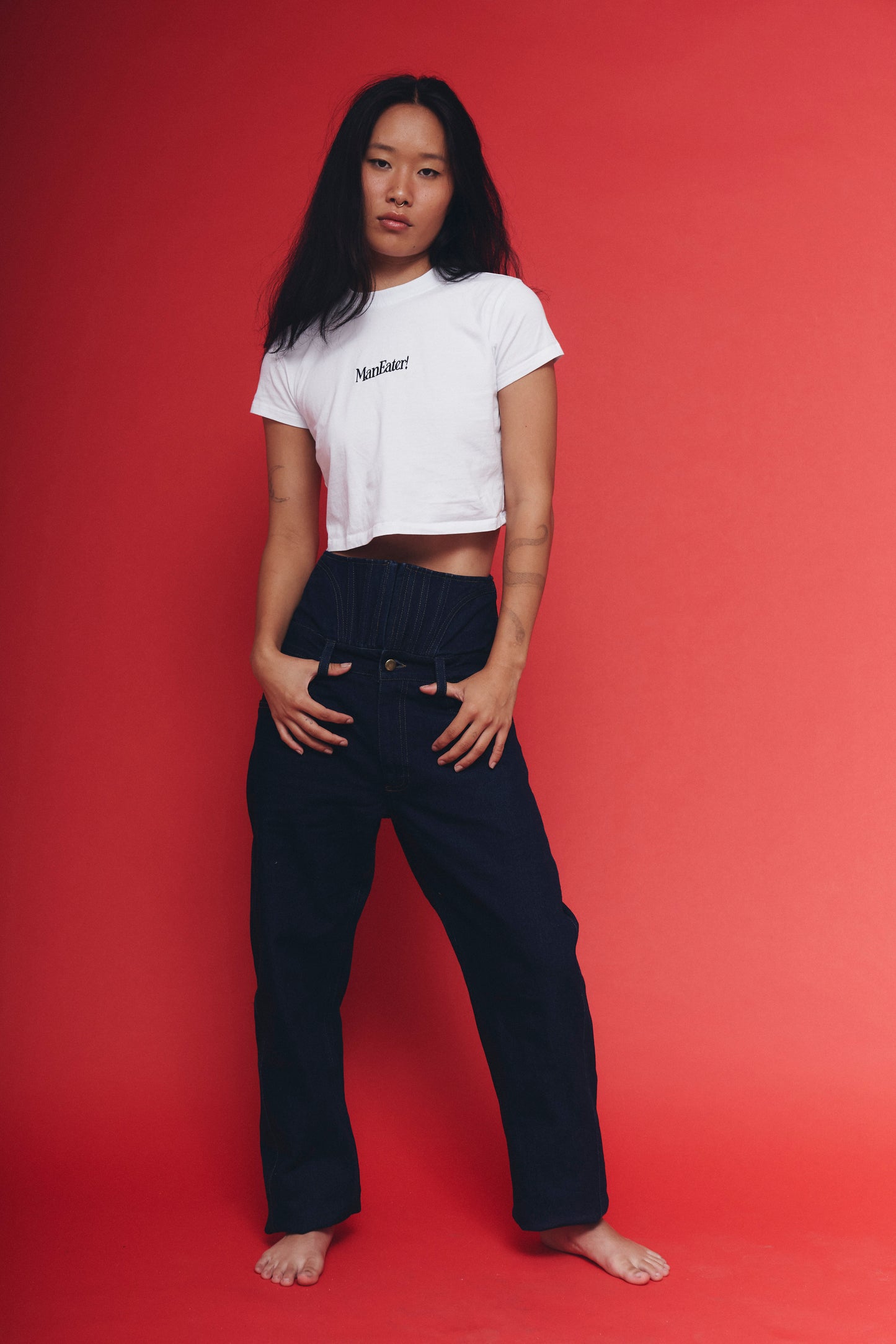 High-Rise Corset Jeans