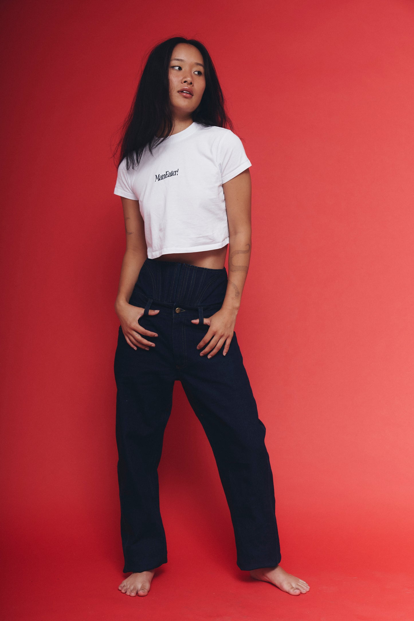 High-Rise Corset Jeans