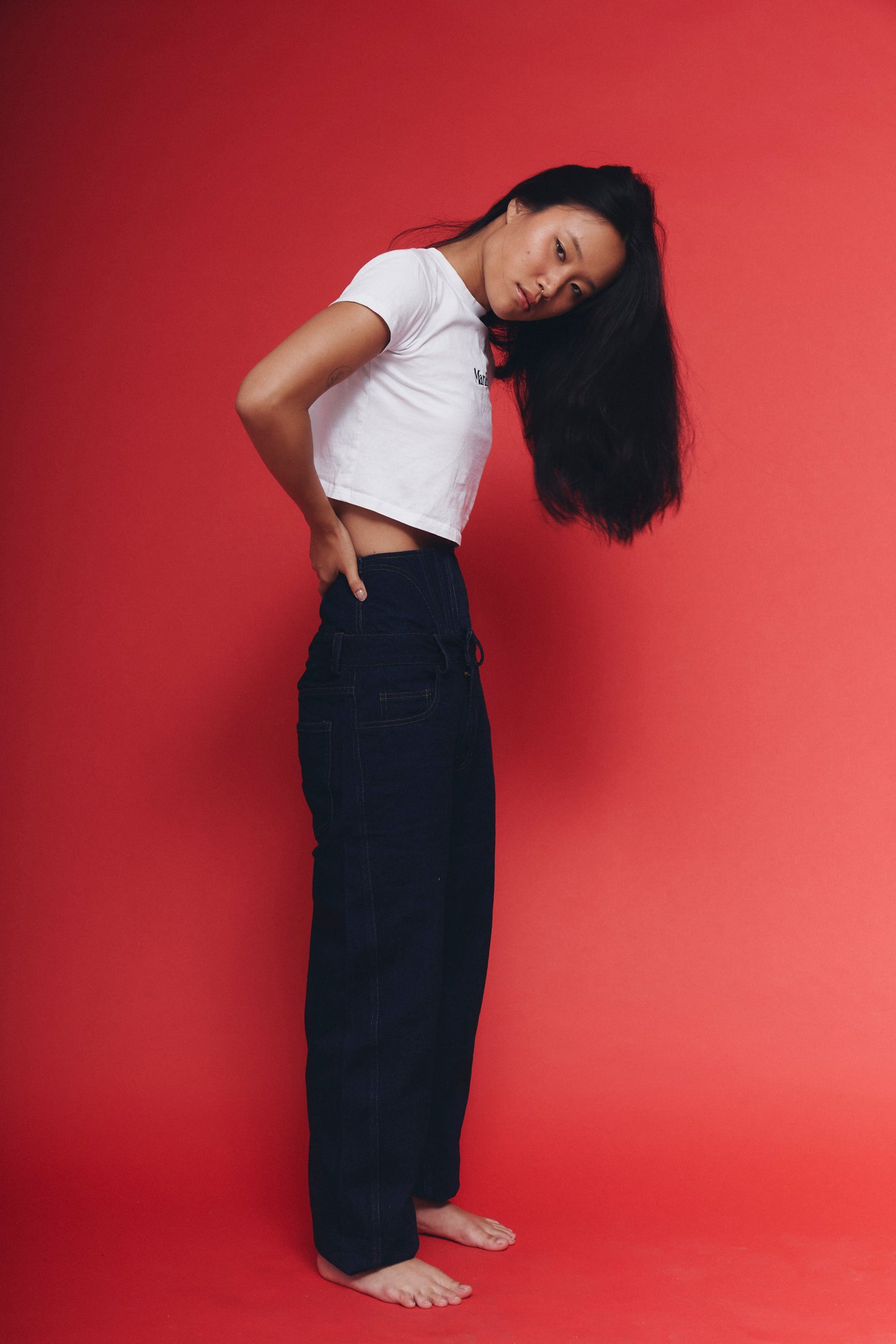 High-Rise Corset Jeans