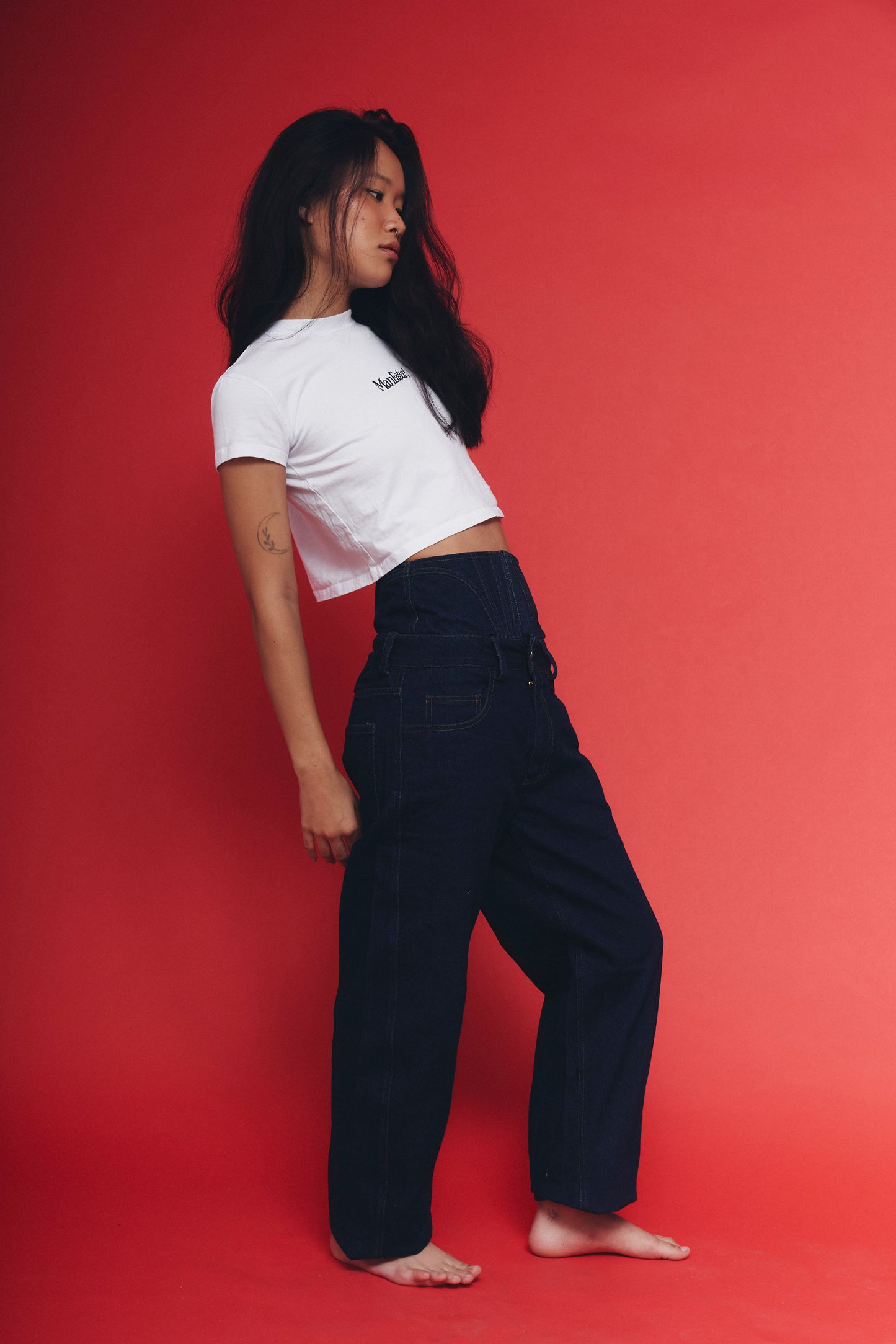 High-Rise Corset Jeans