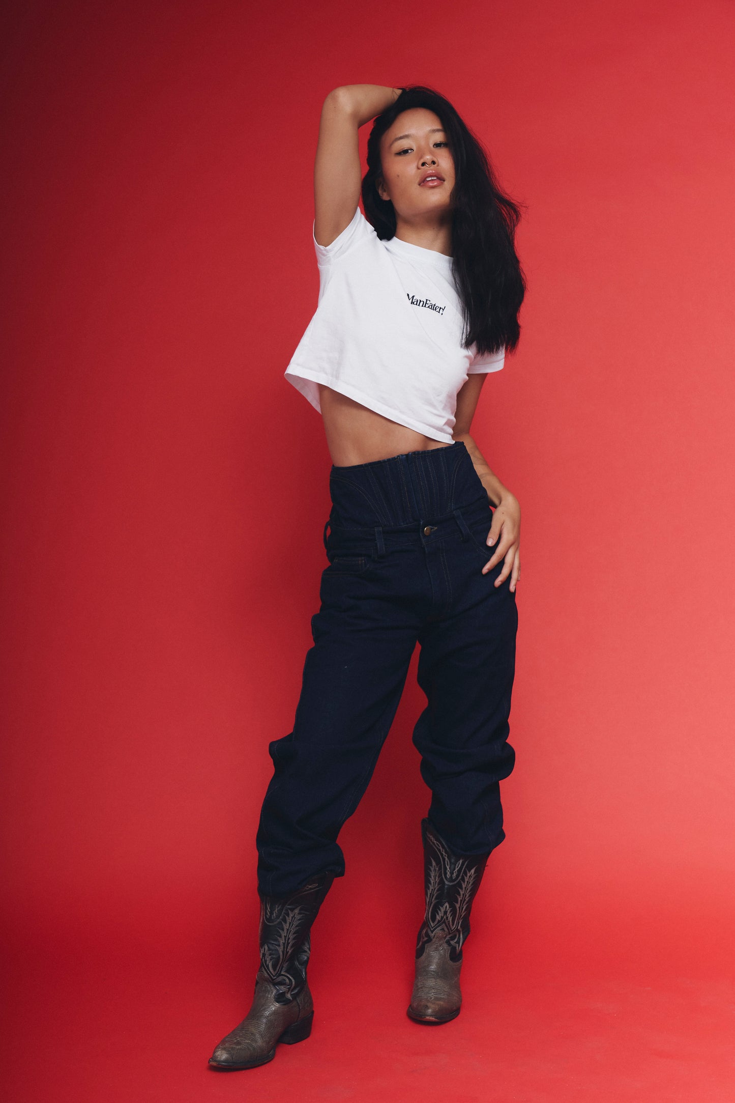 High-Rise Corset Jeans