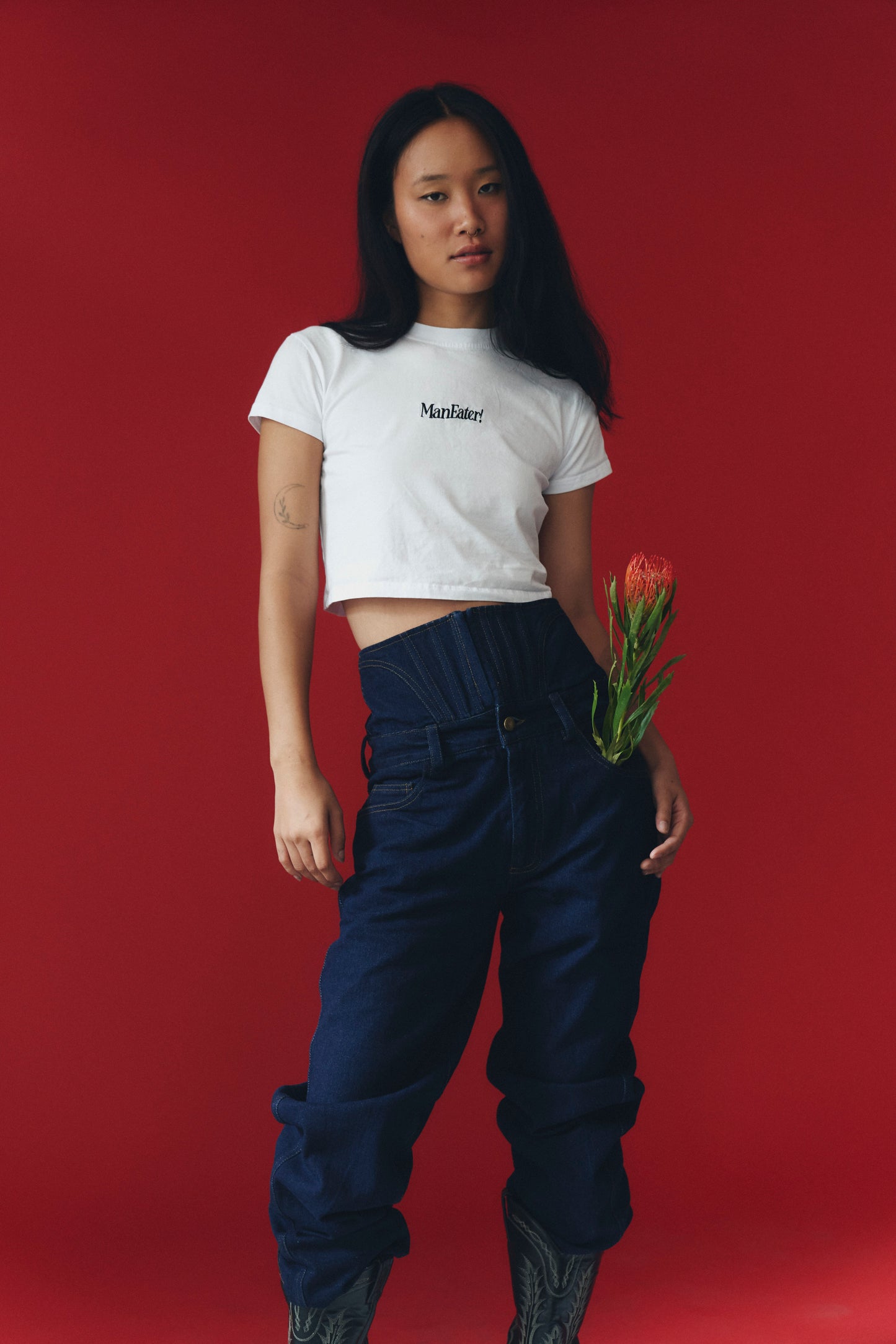 High-Rise Corset Jeans