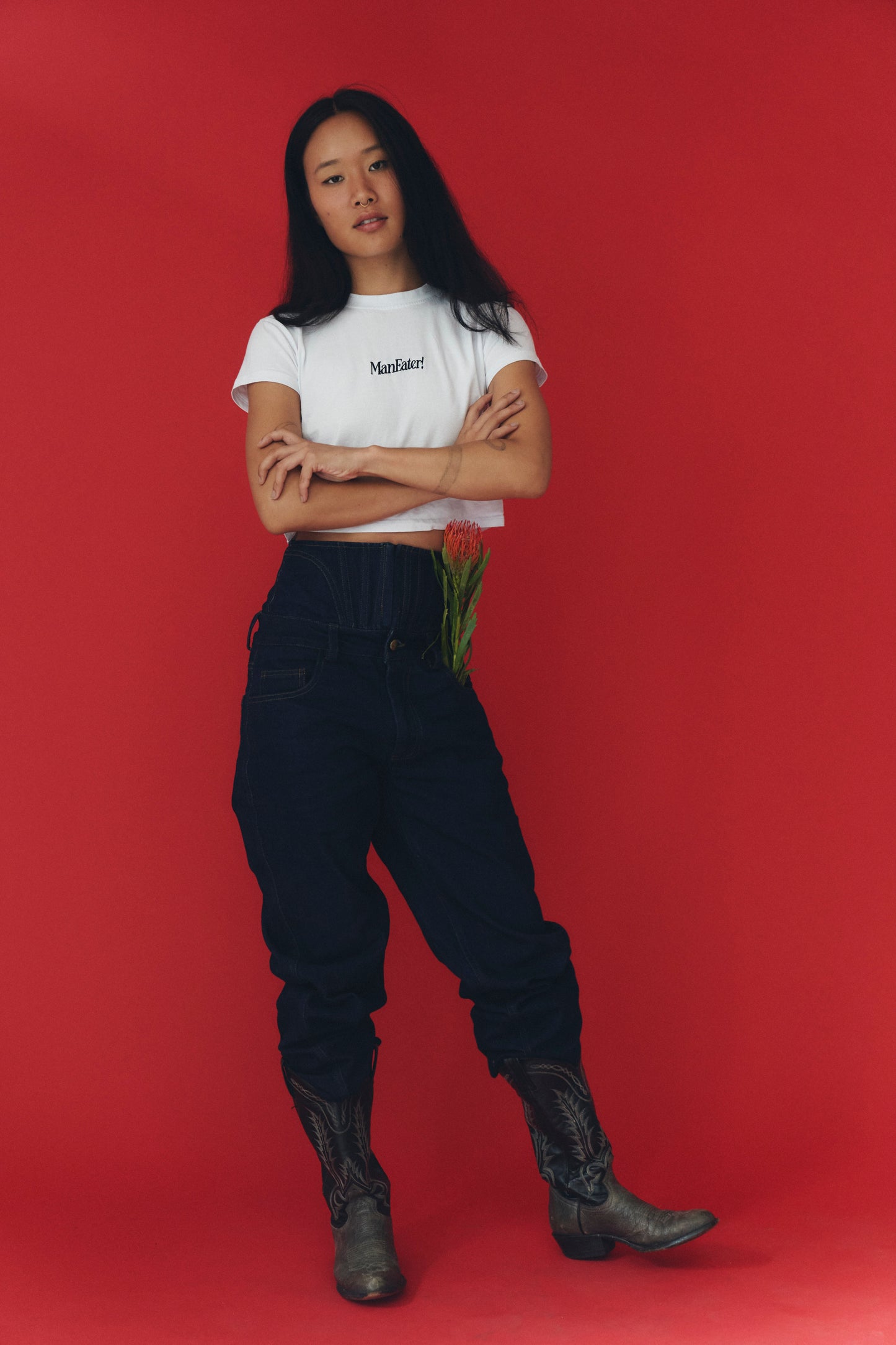 High-Rise Corset Jeans