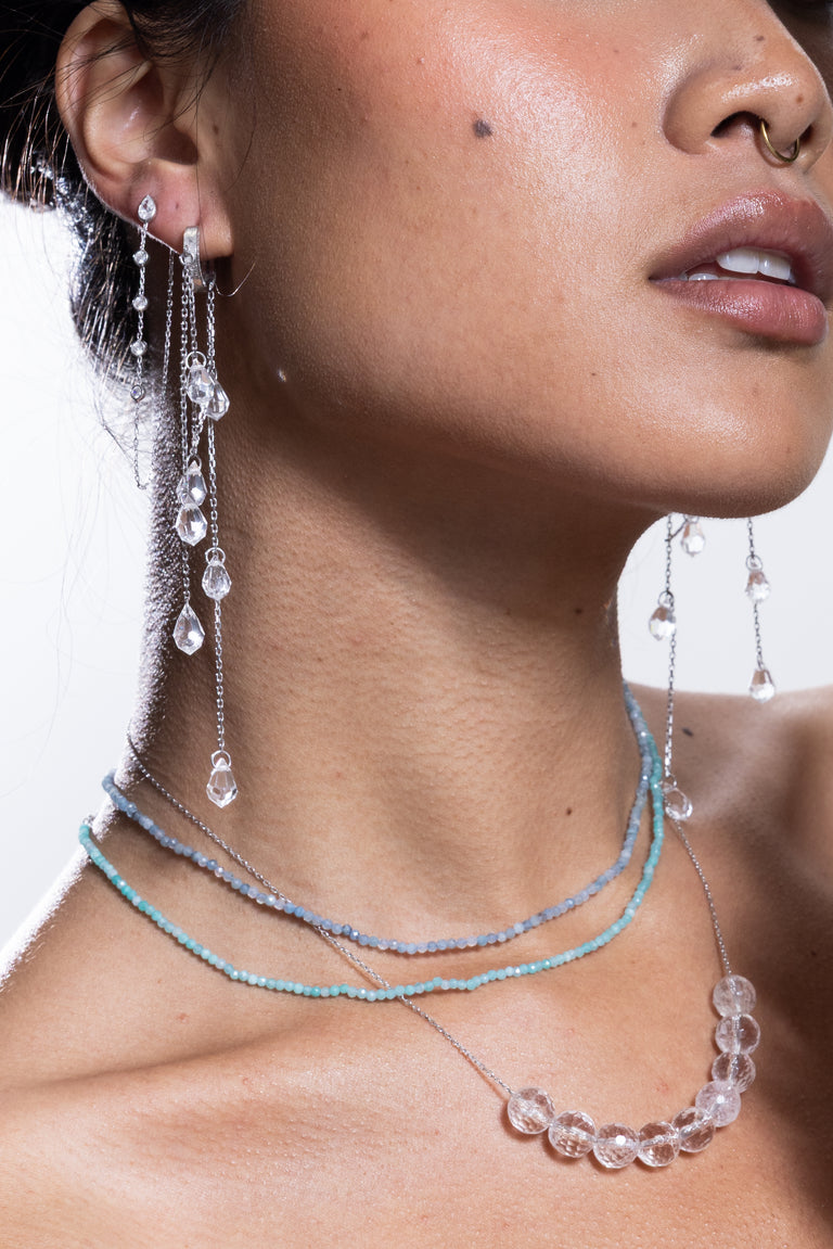 Waterfall Teardrop Crystal Huggie Earrings