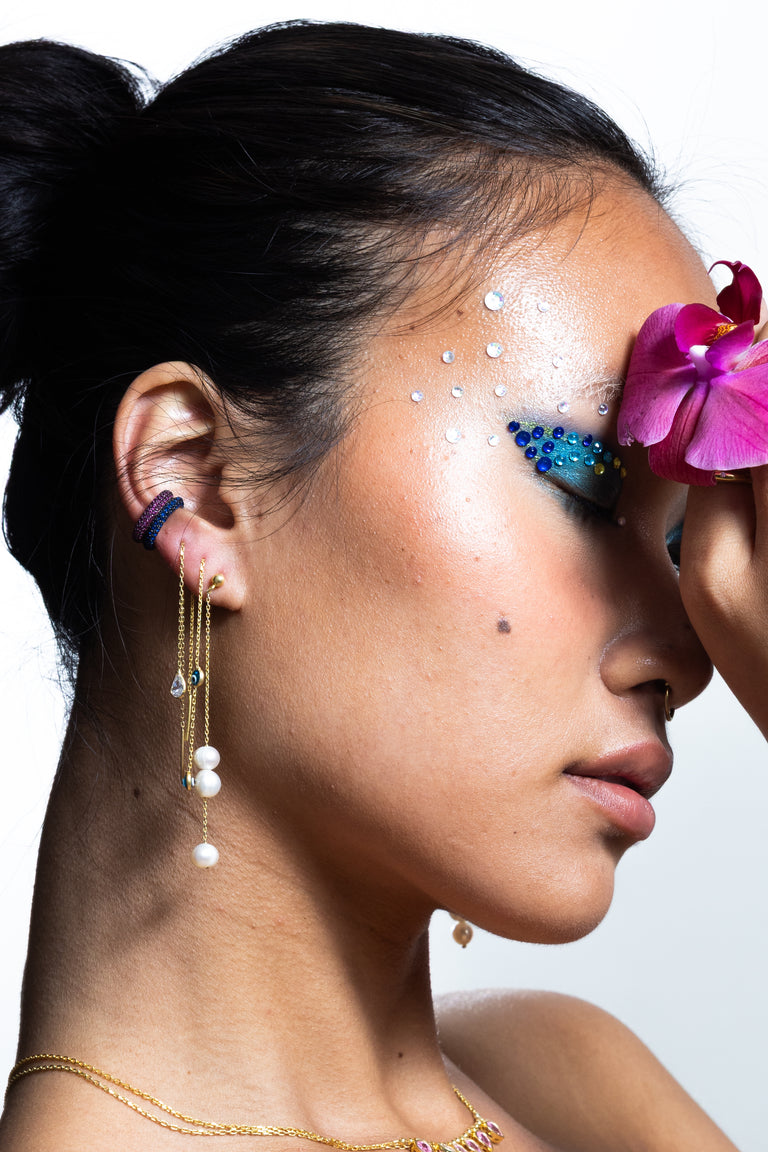Navy Pavé Ear Cuff