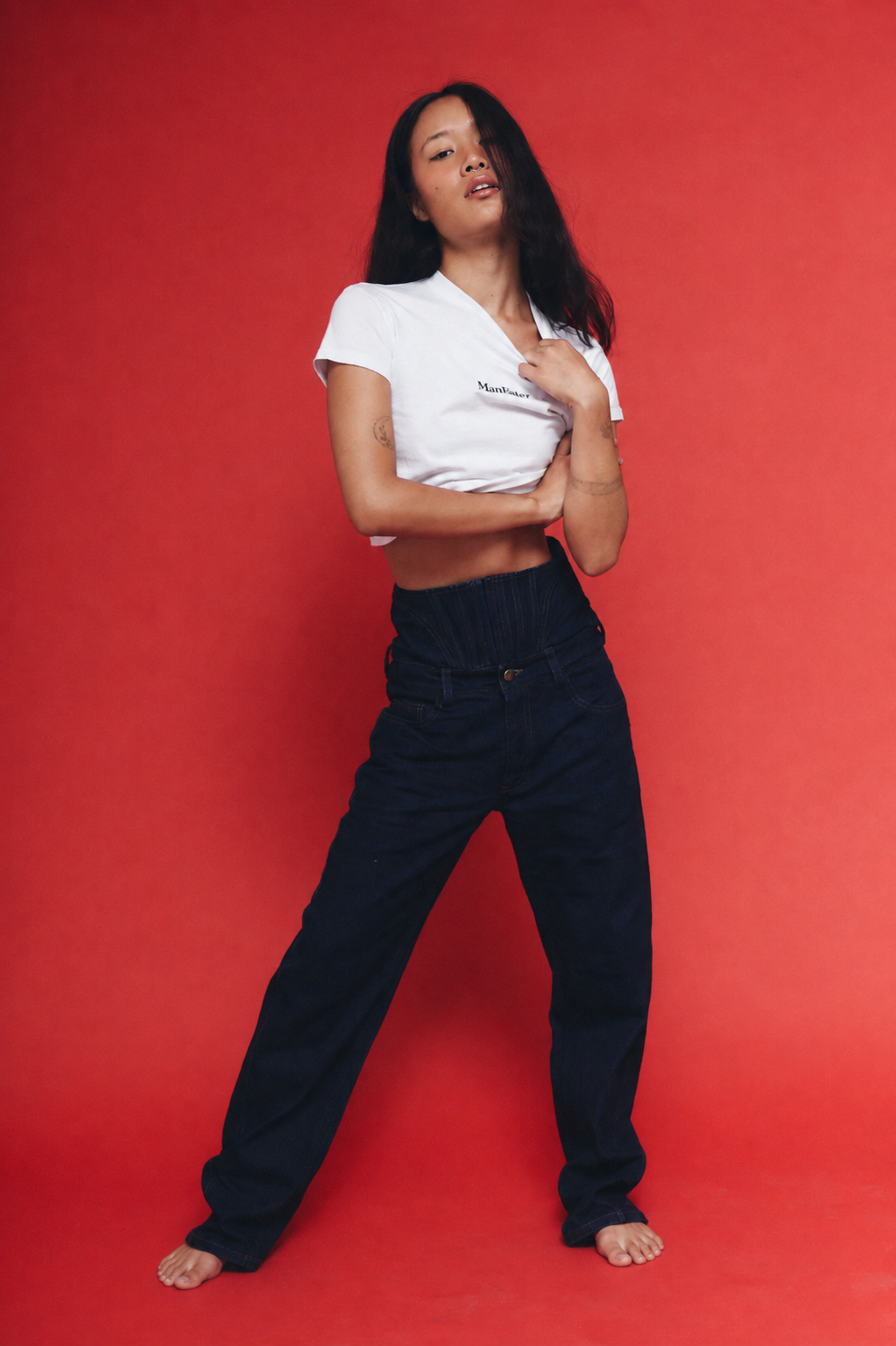 High-Rise Corset Jeans