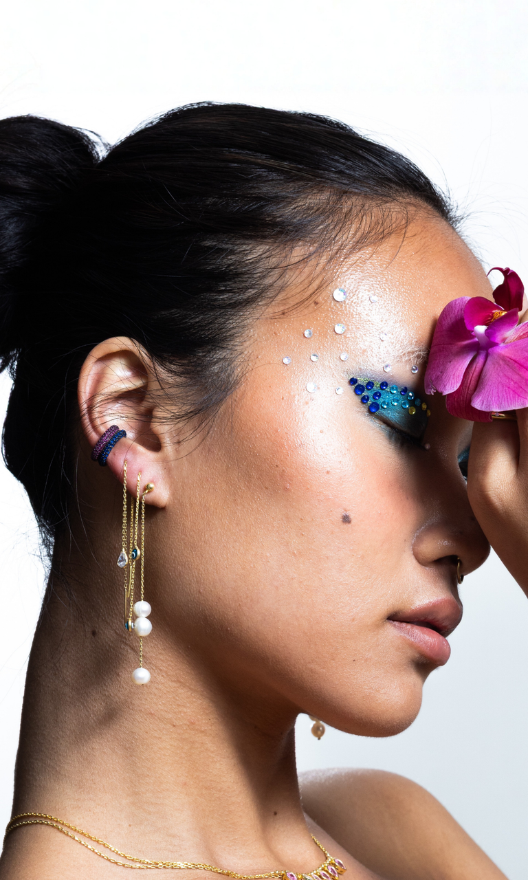 Navy Pavé Ear Cuff