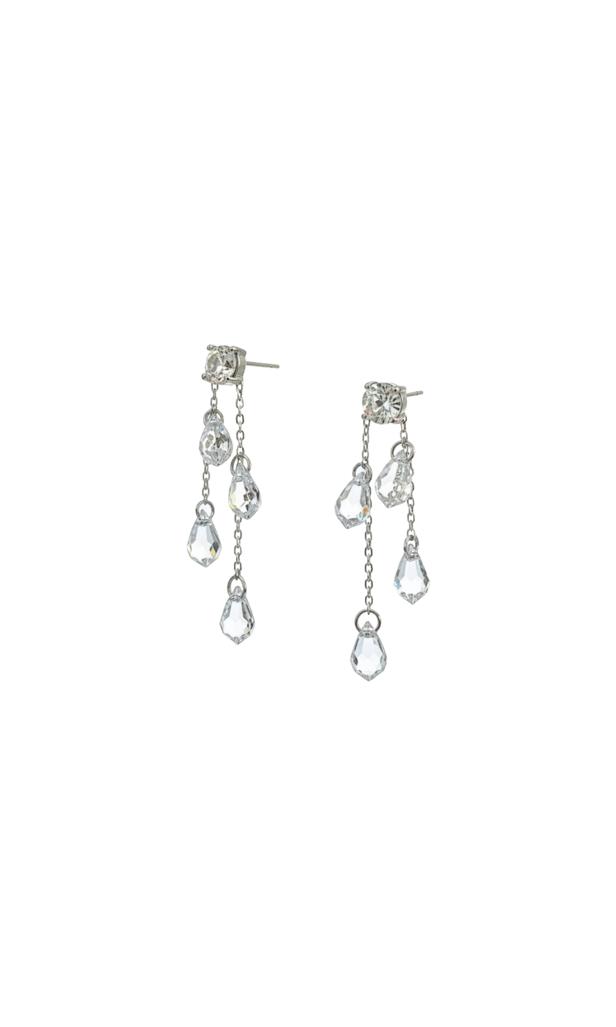 Waterfall Teardrop Crystal Stud Earrings