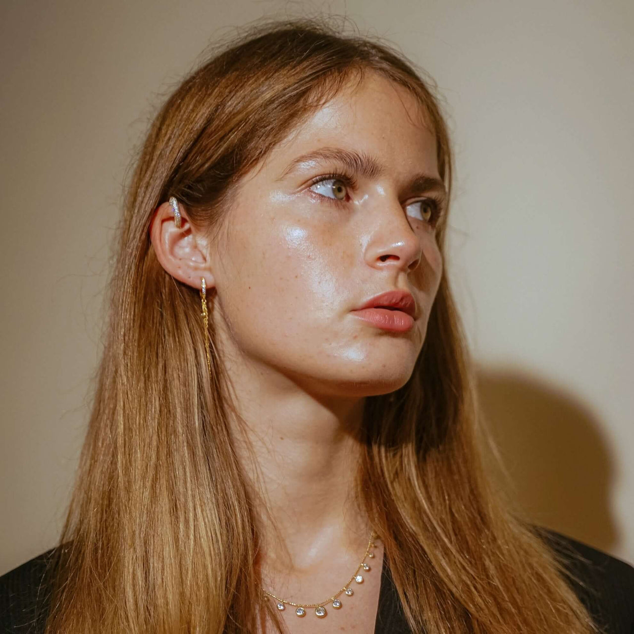 Half Pavé Gold Ear Cuff