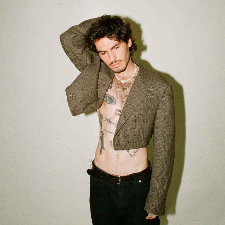 Brown Houndstooth Skirt Set