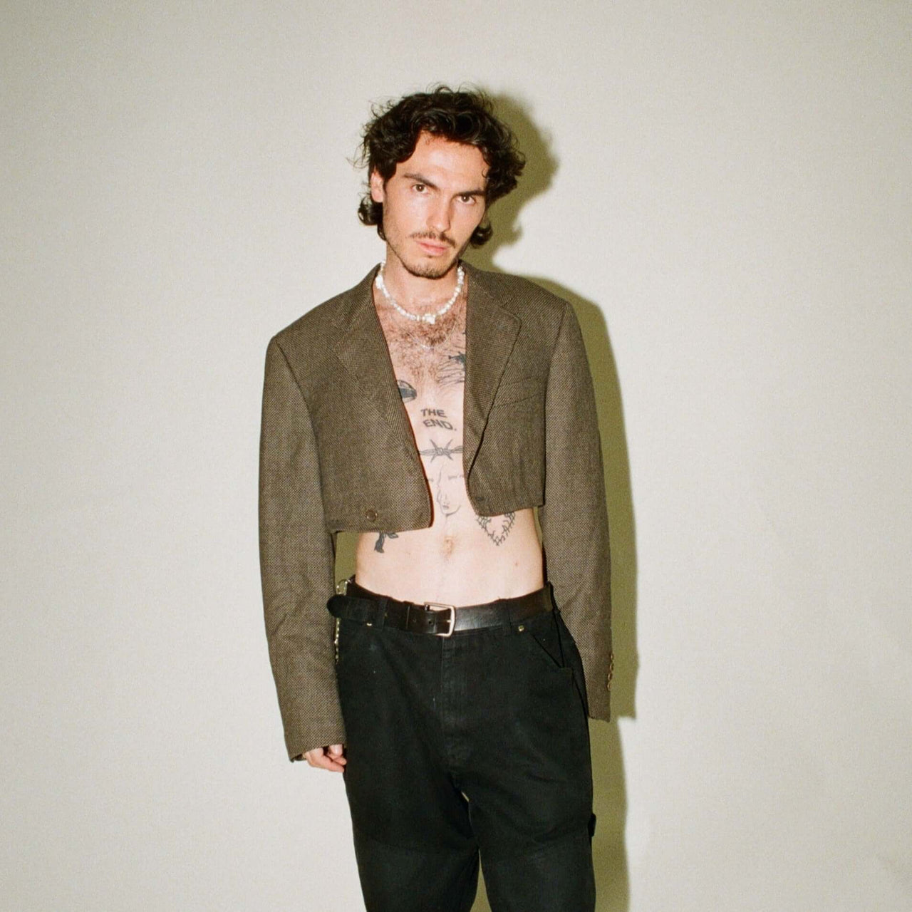 Brown Houndstooth Skirt Set