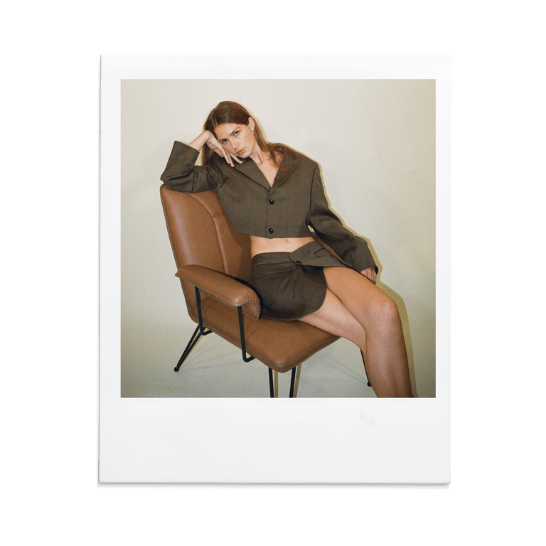 Brown with Pinstripes Skirt Set