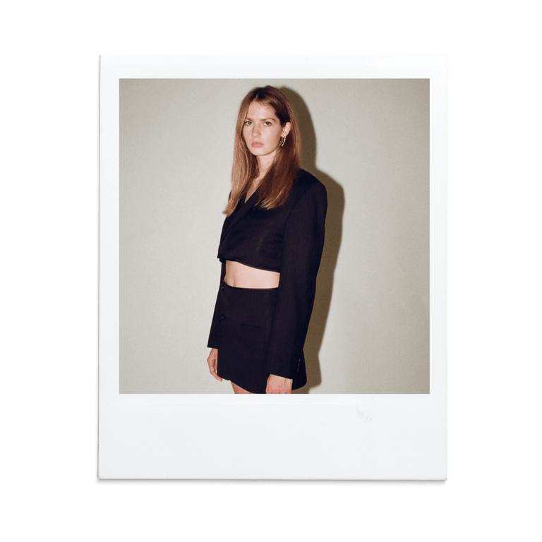 Versace Black with Navy Pinstripes Skirt Set