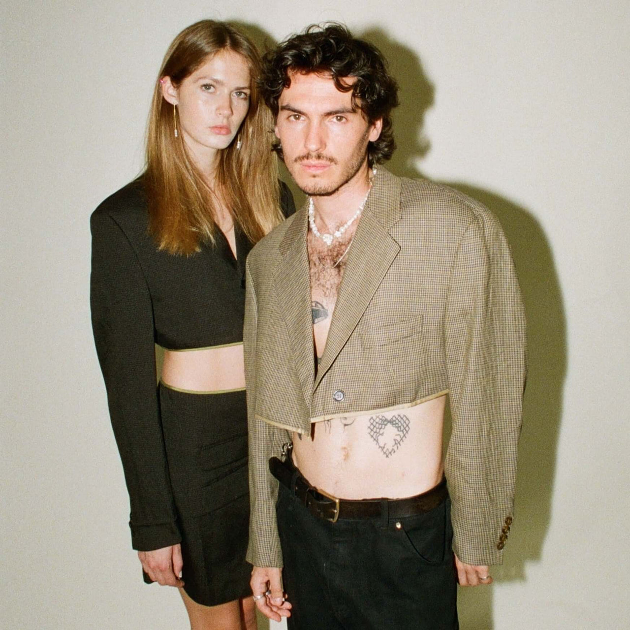 Camel Houndstooth Skirt Set