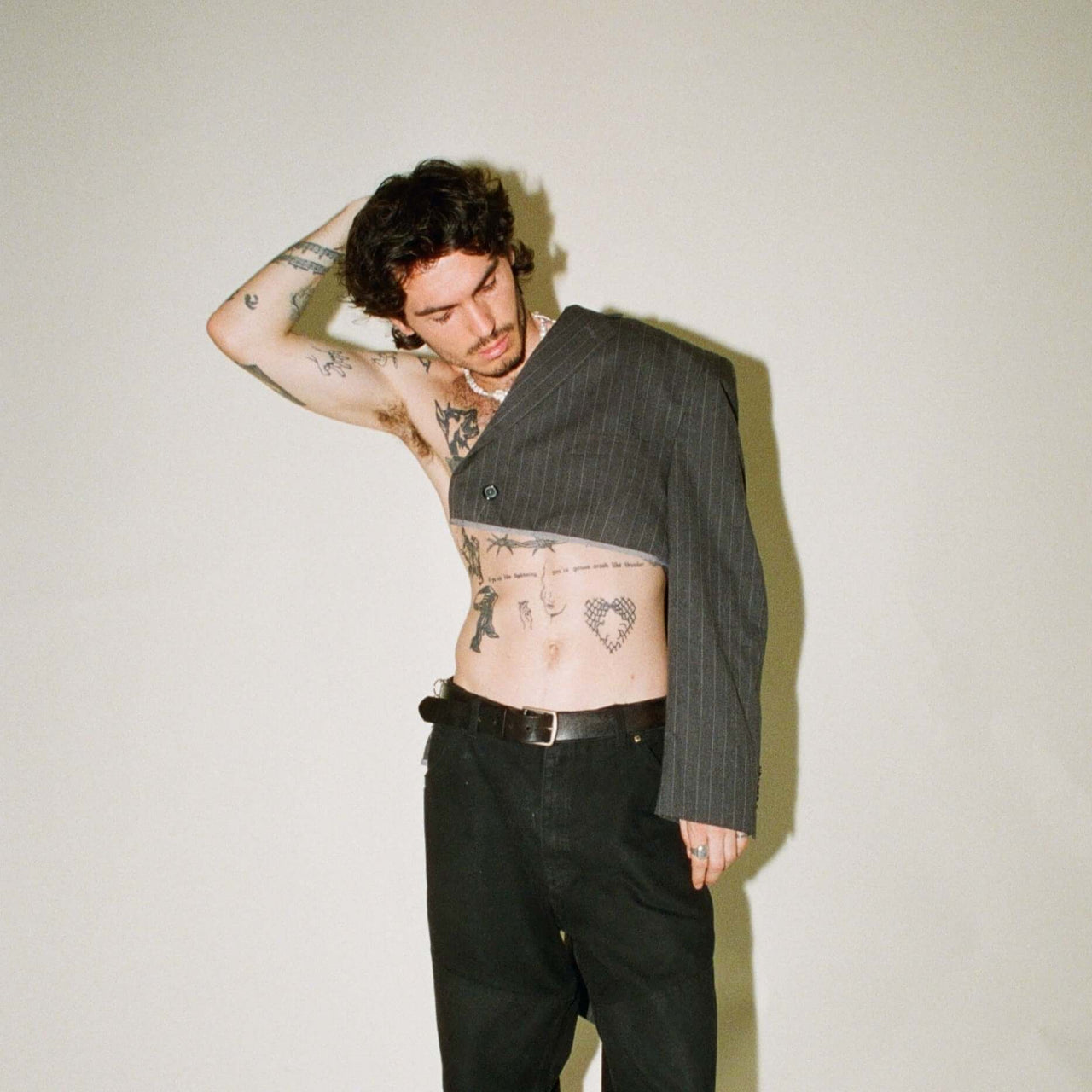 Dark Grey with Pinstripes Skirt Set