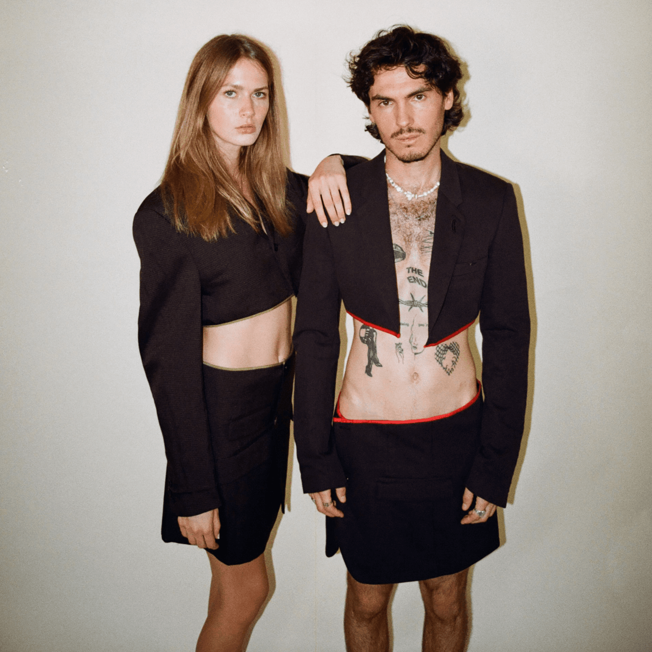 Brown and Green Houndstooth Skirt Set